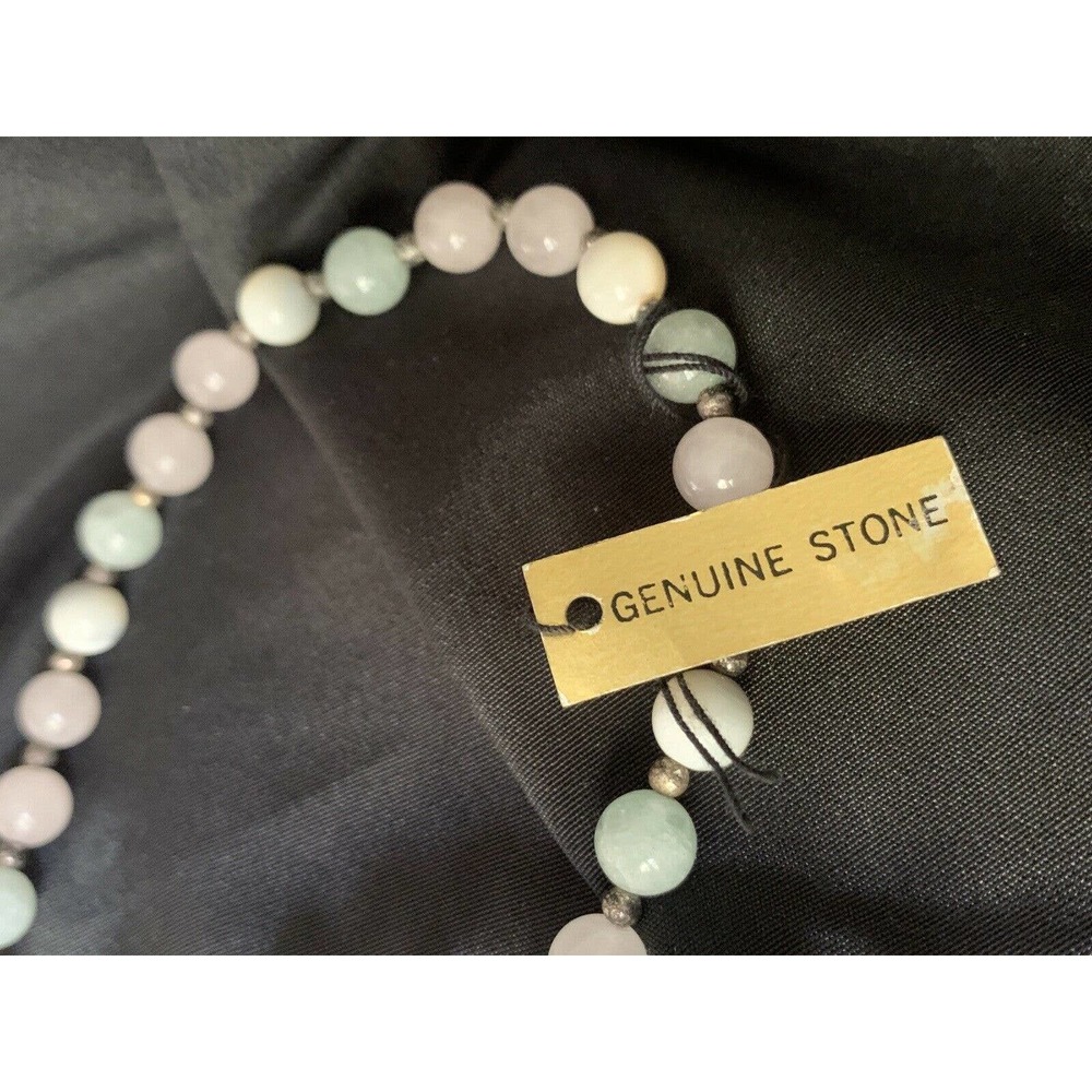 Vintage Gemstone Beaded Necklace Mother of Pearl - Picture 5 of 11